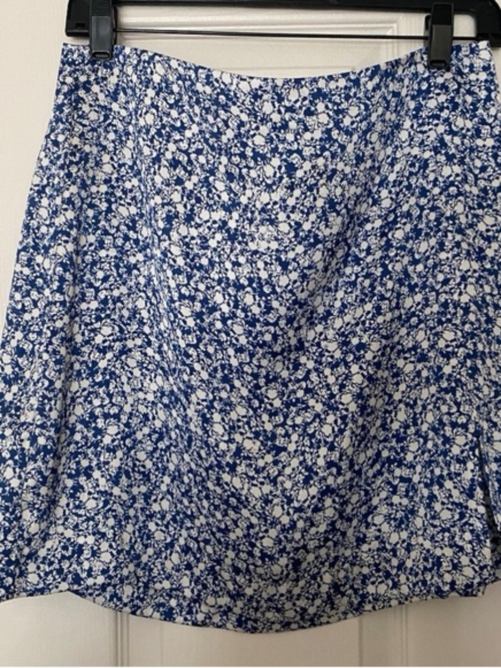 Zara mini slip skirt - Blue and White Floral A-Line Skirt - Women